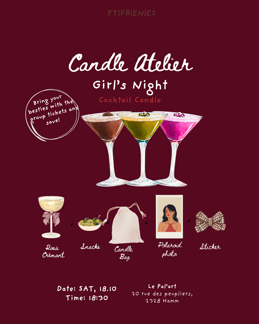 Candle making - COCKTAILS - GIRLS' NIGHT - SAT, 18.10